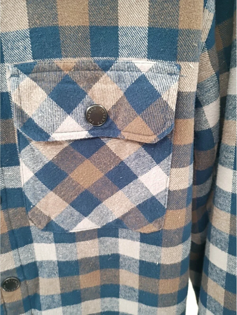 Surplus Flannel Shacket Mens Medium Sherpa Lined Snap Up Plaid Workwear Outdoor